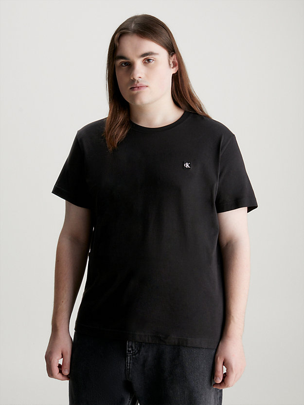 camiseta de algodón con insignia ck black de hombre calvin klein jeans