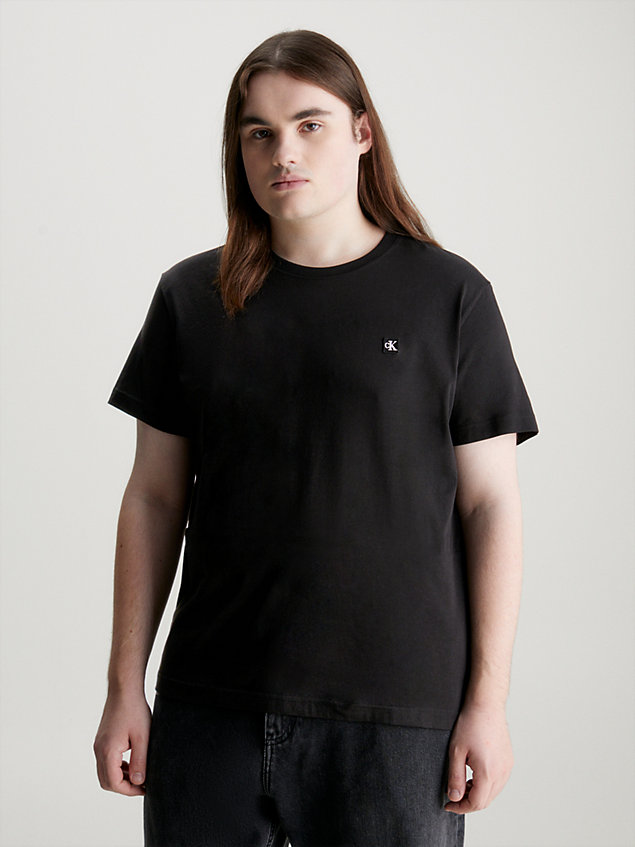 black t-shirt van katoen met embleem voor heren - calvin klein jeans