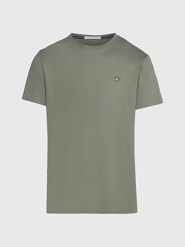 t-shirt en coton avec insigne green pour hommes calvin klein jeans