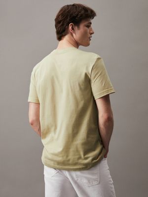 green haze cotton badge t-shirt for men calvin klein jeans