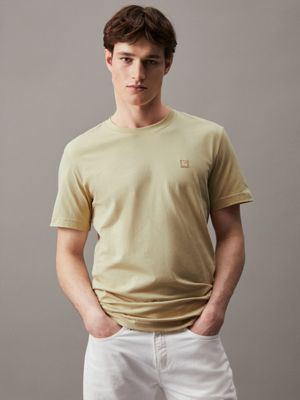 green cotton badge t-shirt for men calvin klein jeans