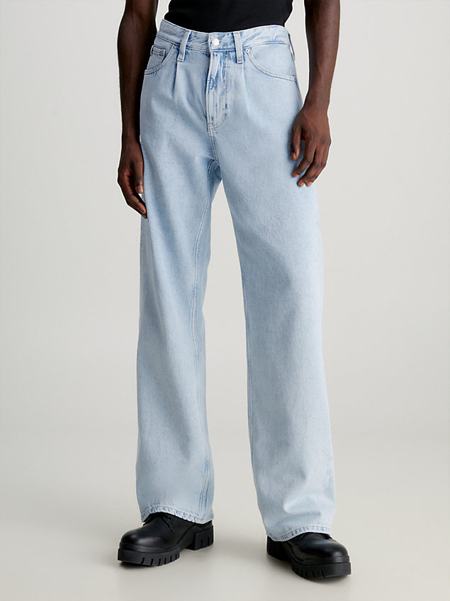 denim jeansy z szerokimi nogawkami dla mężczyźni - calvin klein jeans