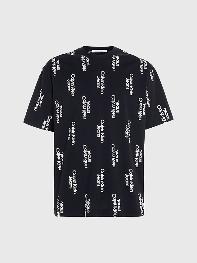 black relaxed all-over printed t-shirt for men calvin klein jeans