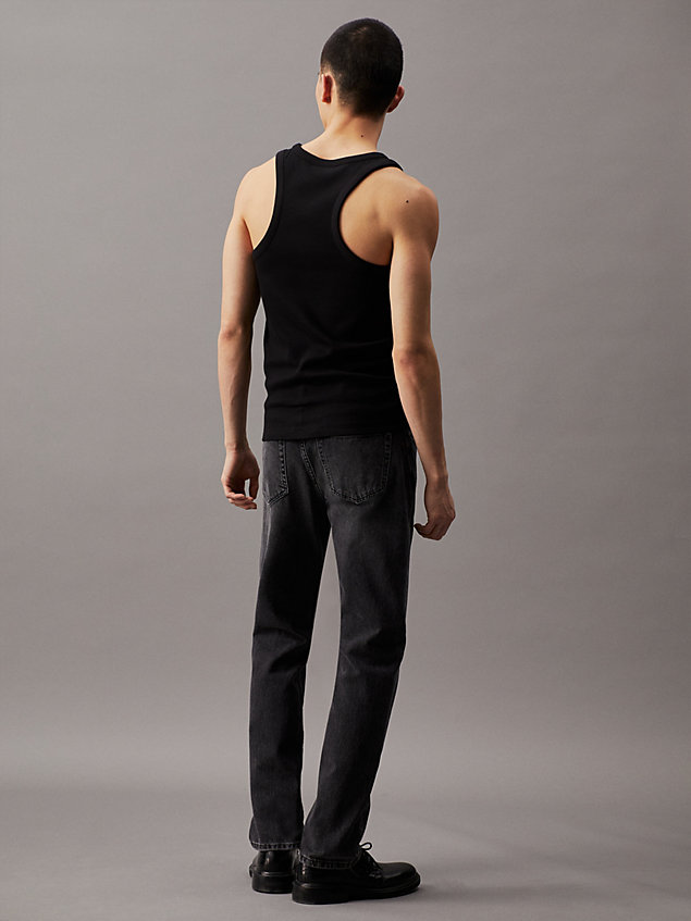 black wąski top bez rękawów z dzianiny ściągaczowej dla mężczyźni - calvin klein jeans