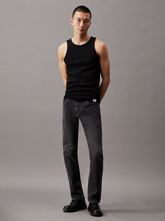 black wąski top bez rękawów z dzianiny ściągaczowej dla mężczyźni - calvin klein jeans