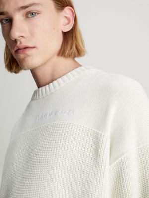 icicle textured stripe cotton jumper for men calvin klein jeans