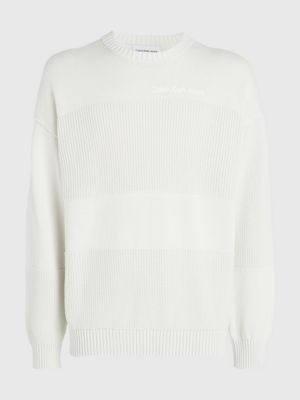 icicle textured stripe cotton jumper for men calvin klein jeans