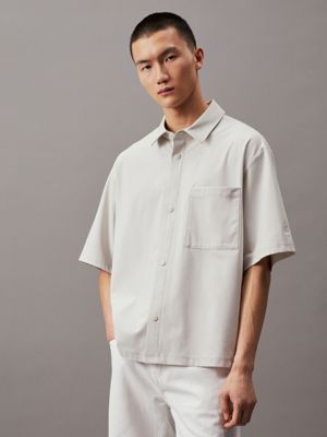 Calvin Klein logo tape collar and side patch t-shirt in white