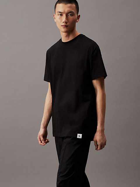 black długi swobodny t-shirt z bawełny dla mężczyźni - calvin klein jeans