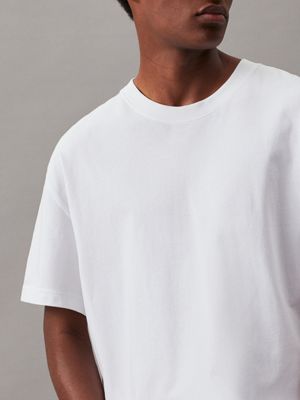 bright white long relaxed cotton t-shirt for men calvin klein jeans