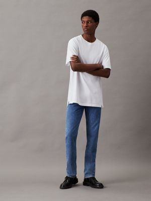 bright white long relaxed cotton t-shirt for men calvin klein jeans