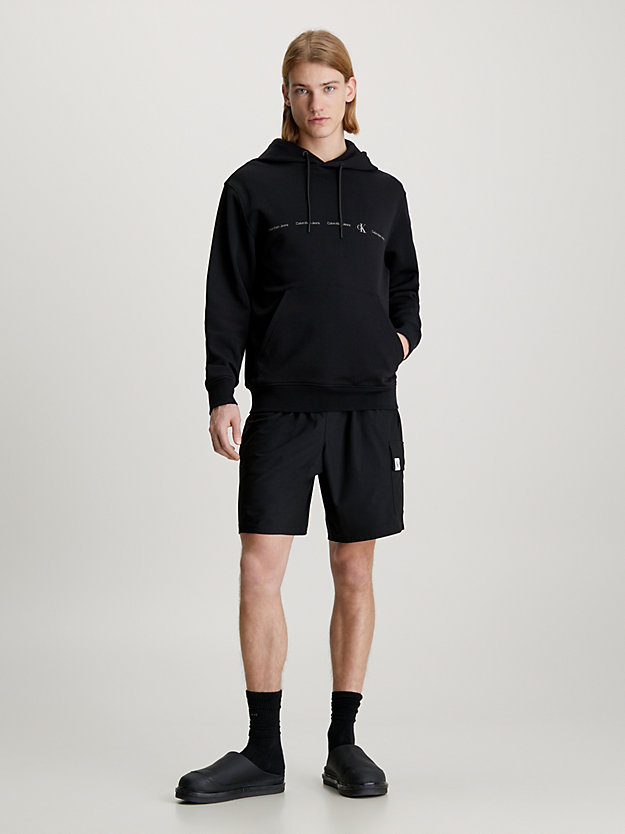 sweat-shirt à capuche avec répétitions de logos ck black pour hommes calvin klein jeans