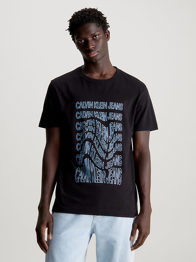 t-shirt con logo black da uomini calvin klein jeans