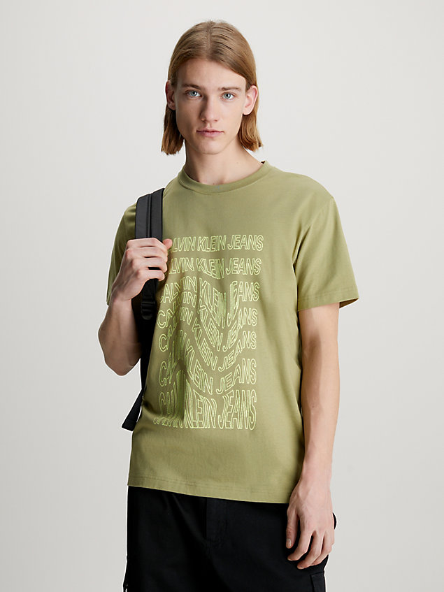 t-shirt con logo green da uomini calvin klein jeans