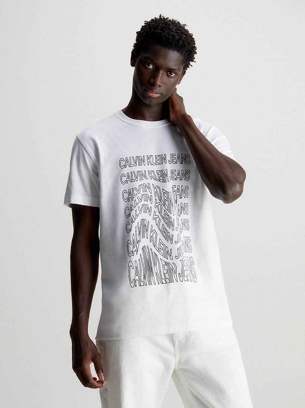 BRIGHT WHITE T-Shirt Con Logo undefined Uomini Calvin Klein