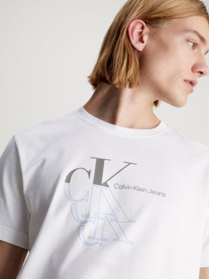 bright white monogram t-shirt for men calvin klein jeans