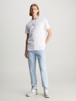 bright white monogram t-shirt for men calvin klein jeans