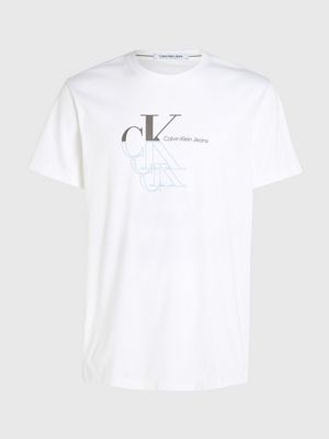 bright white monogram t-shirt for men calvin klein jeans