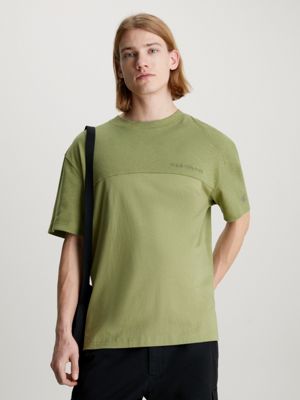 green texture mix cotton t-shirt for men calvin klein jeans