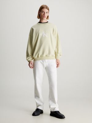 green haze oversized monogram sweatshirt for men calvin klein jeans