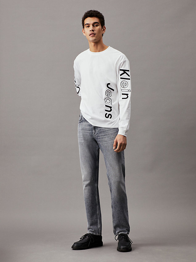 t-shirt grafica a maniche lunghe con logo white da uomini calvin klein jeans