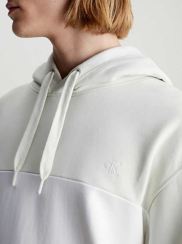 bright white / icicle relaxed monogram hoodie for men calvin klein jeans