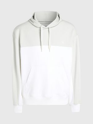 bright white / icicle relaxed monogram hoodie for men calvin klein jeans