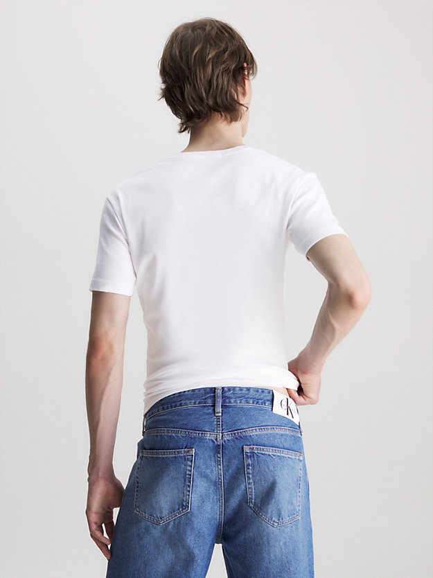 BRIGHT WHITE Super Slim V-Neck T-shirt for men CALVIN KLEIN JEANS
