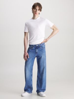 BRIGHT WHITE Super Slim V-Neck T-shirt for men CALVIN KLEIN JEANS