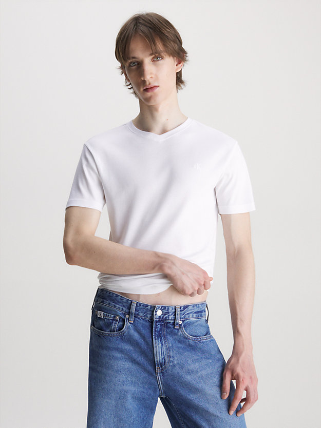 bright white super slim v-neck t-shirt for men calvin klein jeans