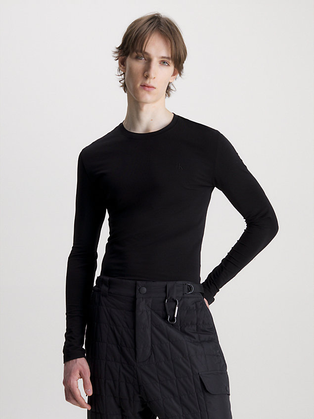 black super schmales langärmliges t-shirt für herren - calvin klein jeans