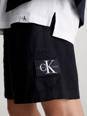 ck black cotton linen shorts for men calvin klein jeans