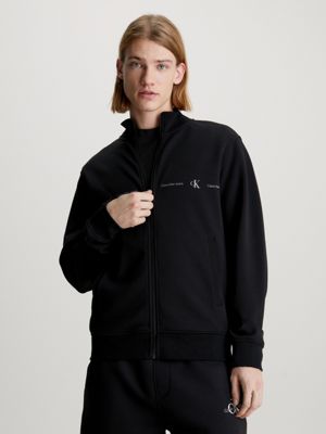 Calvin Klein - Chaqueta universitaria con mangas de cuero para hombre,  color negro, pequeño Calvin Klein Chaqueta de universidad