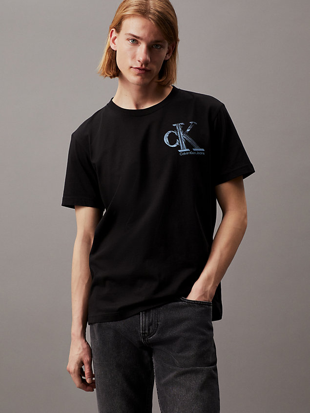 camiseta con monograma black de hombres calvin klein jeans