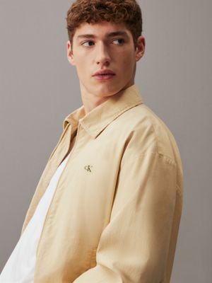 pale khaki relaxed cotton zip up jacket for men calvin klein jeans