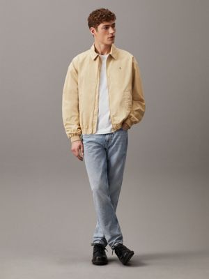 pale khaki relaxed cotton zip up jacket for men calvin klein jeans