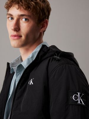 ck black padded hooded nylon jacket for men calvin klein jeans