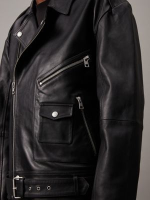 Calvin klein jeans leather biker jacket hotsell