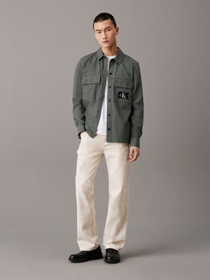 endless grey relaxed utility shirt jacket for men calvin klein jeans