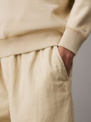 pale khaki textured cotton shorts for men calvin klein jeans