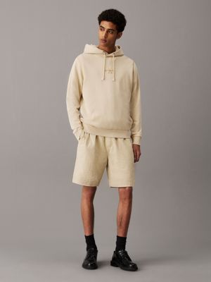 pale khaki textured cotton shorts for men calvin klein jeans