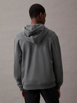 endless grey relaxed terry zip up hoodie for men calvin klein jeans