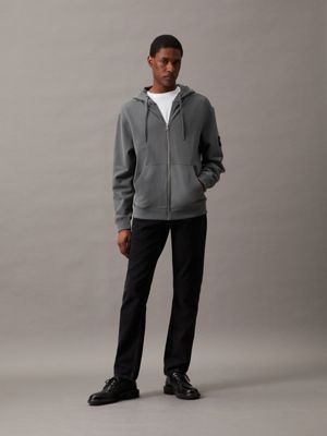 endless grey relaxed terry zip up hoodie for men calvin klein jeans