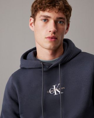 ebony fleece monogram hoodie for men calvin klein jeans