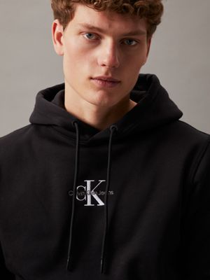 ck black fleece monogram hoodie for men calvin klein jeans