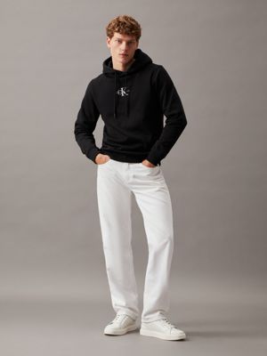 ck black fleece monogram hoodie for men calvin klein jeans