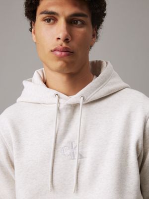 ivory grey heather monogram hoodie for men calvin klein jeans