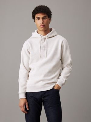 grey fleece monogram hoodie for men calvin klein jeans