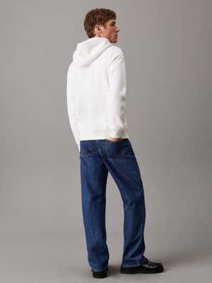 sweat à capuche avec monogramme white pour hommes calvin klein jeans