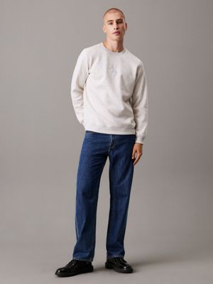 ivory grey heather monogram sweatshirt for men calvin klein jeans